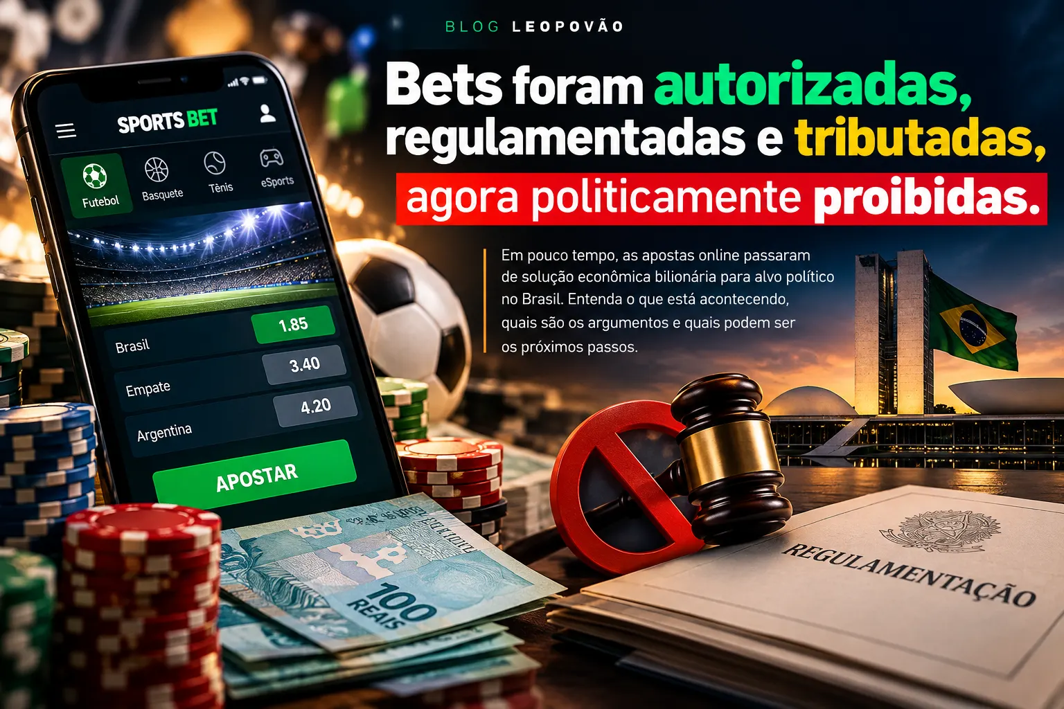 Bets foram autorizadas, regulamentadas e tributadas, agora politicamente proibidas